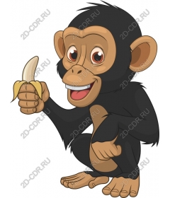 Playful cartoon monkey with banana