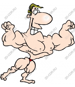 Funny cartoon bodybuilder