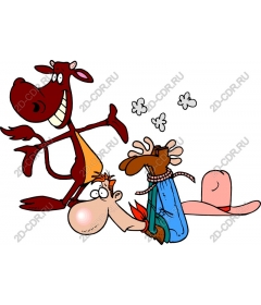  Funny cowboy and the red cow