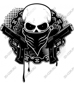  Daring skull with two guns
