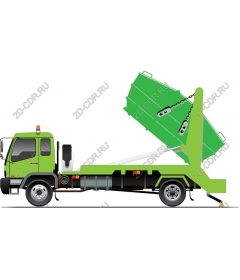  Bright green garbage truck