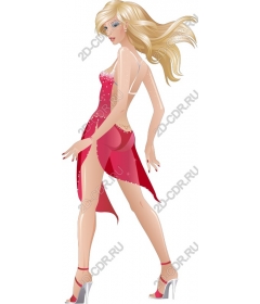  Elegant fashion model in red dress
