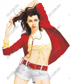  Elegant girl in a red cardigan