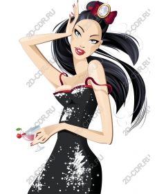Glamorous lady in a black dress