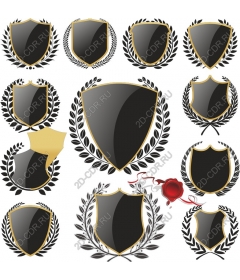  Elegant set of of shields in black and Golden colors