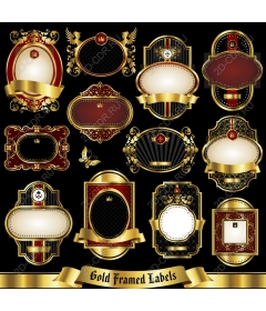  Collection of elegant labels in a gold frame