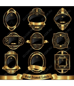 The label set in a gold frame