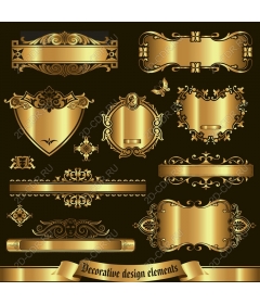 Luxurious set of Golden decorative elements