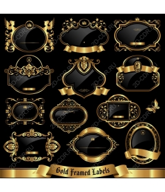 Collection of labels with gold frames