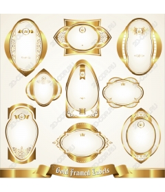Collection of labels with gold frames