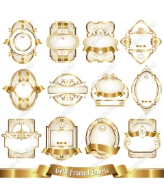  Collection of elegant labels in a gold frame