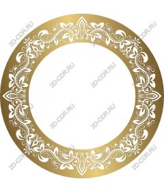  Elegant round frame with Golden floral pattern