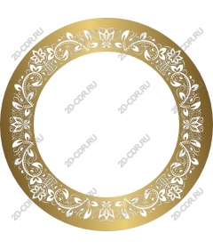  Elegant round frame with Golden floral pattern