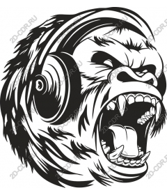  Roaring gorilla with headphones