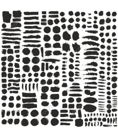  Black brush strokes set