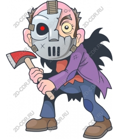  Cartoon character horror with an axe