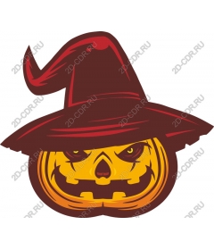 The pumpkin for Halloween with witch hat