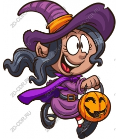 Cheerful young witch Halloween