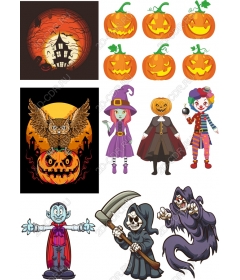 Complete set of Halloween-themed cliparts