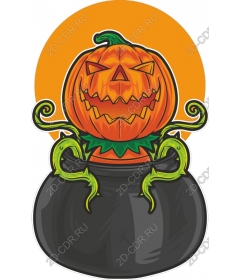  Creepy pumpkin in pot