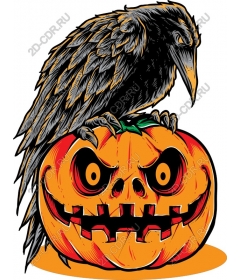 The work "the Raven and Pumpkin on Halloween"