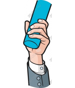  Hand holding a blue object
