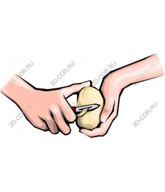  Hands peeling a potato