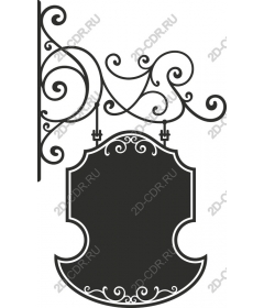 Vintage hanging sign with ornamental swirls