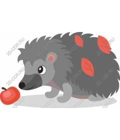  Adorable hedgehog with Apple and leaves