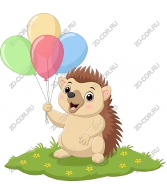Funny Hedgehog with balloons