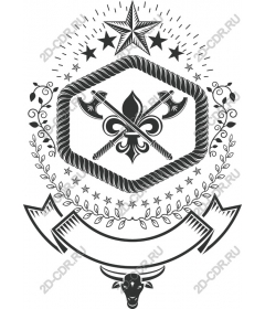  Fleur de Lis emblem with crossed axes