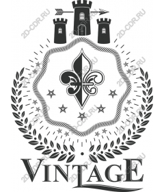 Vintage emblem of the castle with Fleur de Lis