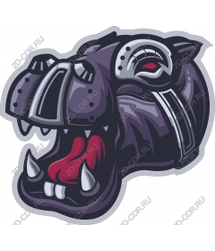 Head of a ferocious black dog