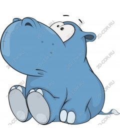  Blue cartoon Hippo