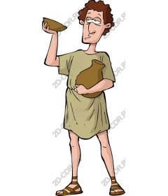 The ancient character with bowl and pitcher