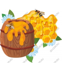 Barrel of honey in a rustic style