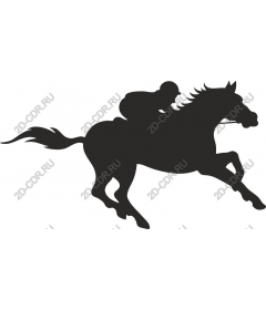 Dynamic galloping horse with jockey