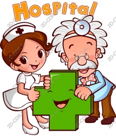 Jolly nurse and doctor hospital