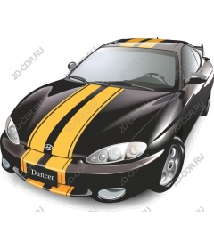 Dancer - Black sports car with yellow stripes