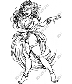  Hula dancer - black and white drawing