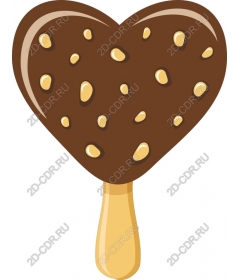  Chocolate ice cream in the shape of a heart