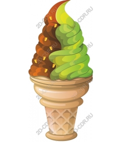 Decadent chocolate cone with ice cream and matcha