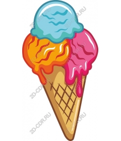 Multicolored ice cream cone