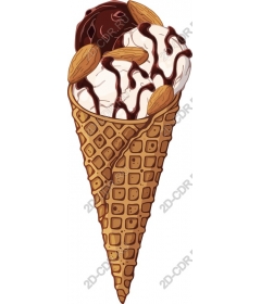 Adorable ice cream cone with almonds