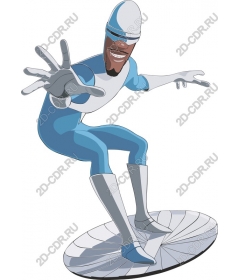 Dynamic superhero on a surfboard