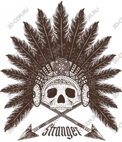 Headdress with a skull and feathers
