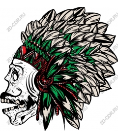 Magnificent skull with Indian headdress