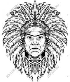 Native American chief wearing a feather headdress