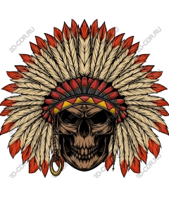 Headdress with a skull and feathers