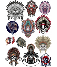 Native American Skull Clipart Set